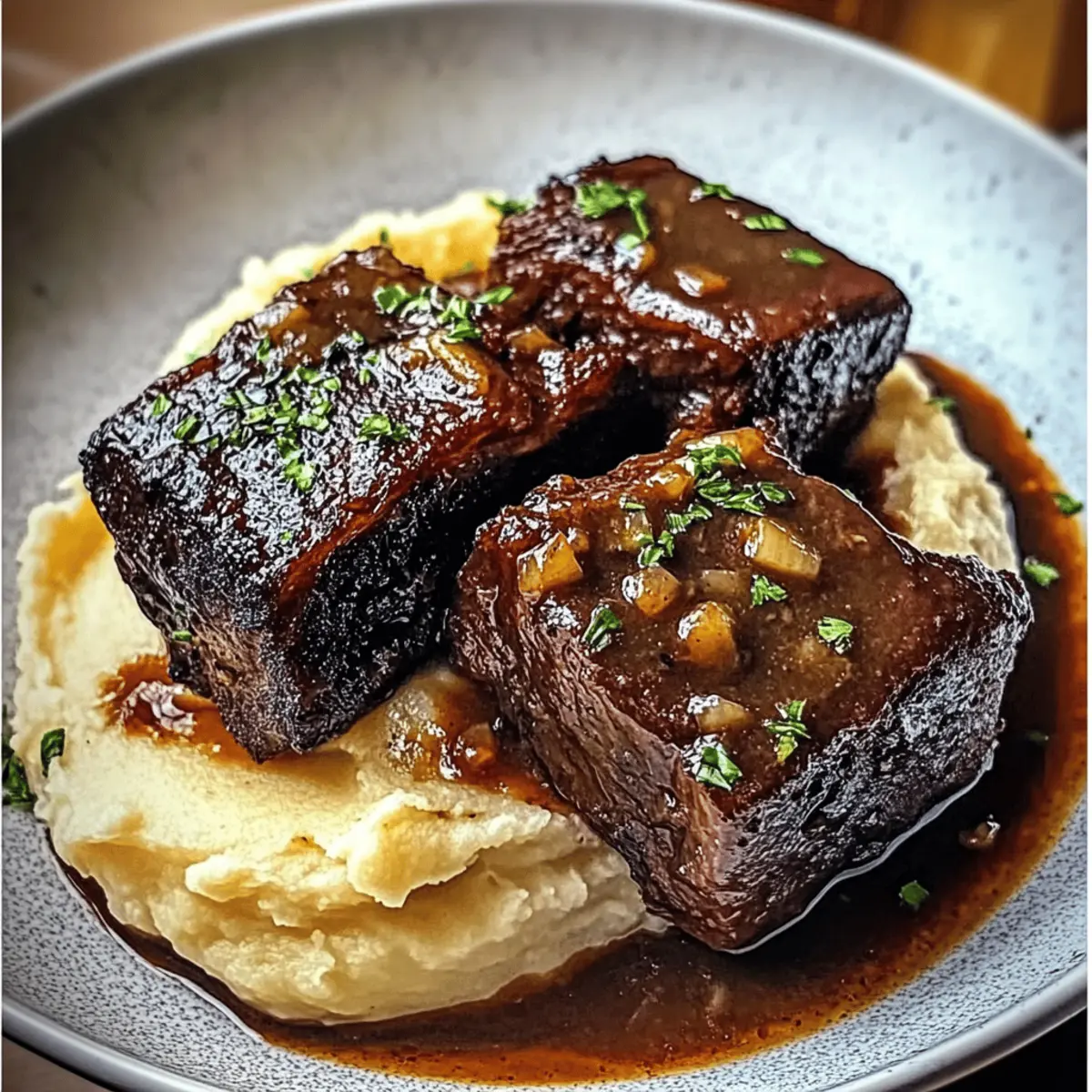 Tender Braised Short Ribs with Garlic Mashed Potatoes