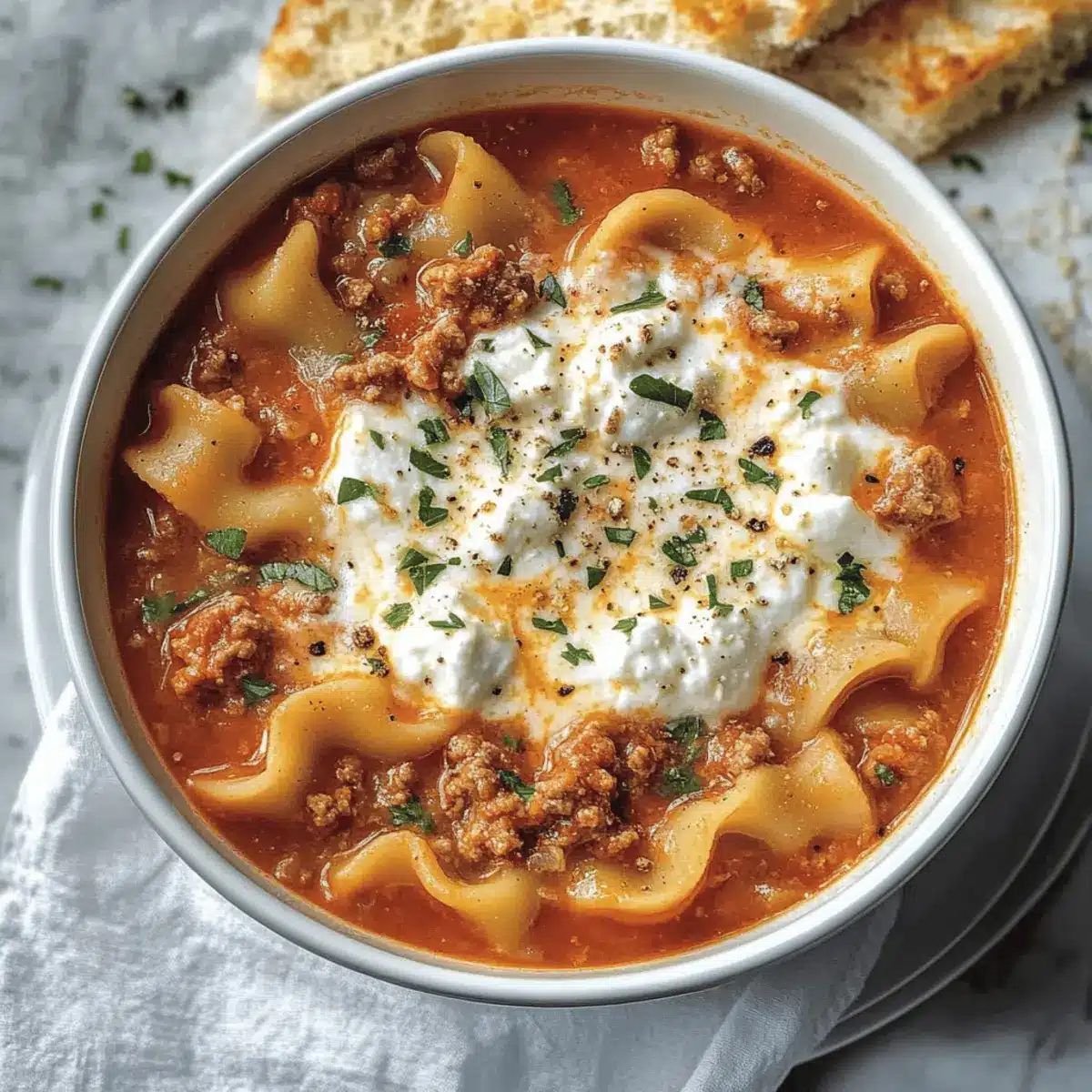 Extra Cheesy Creamy Lasagna Soup