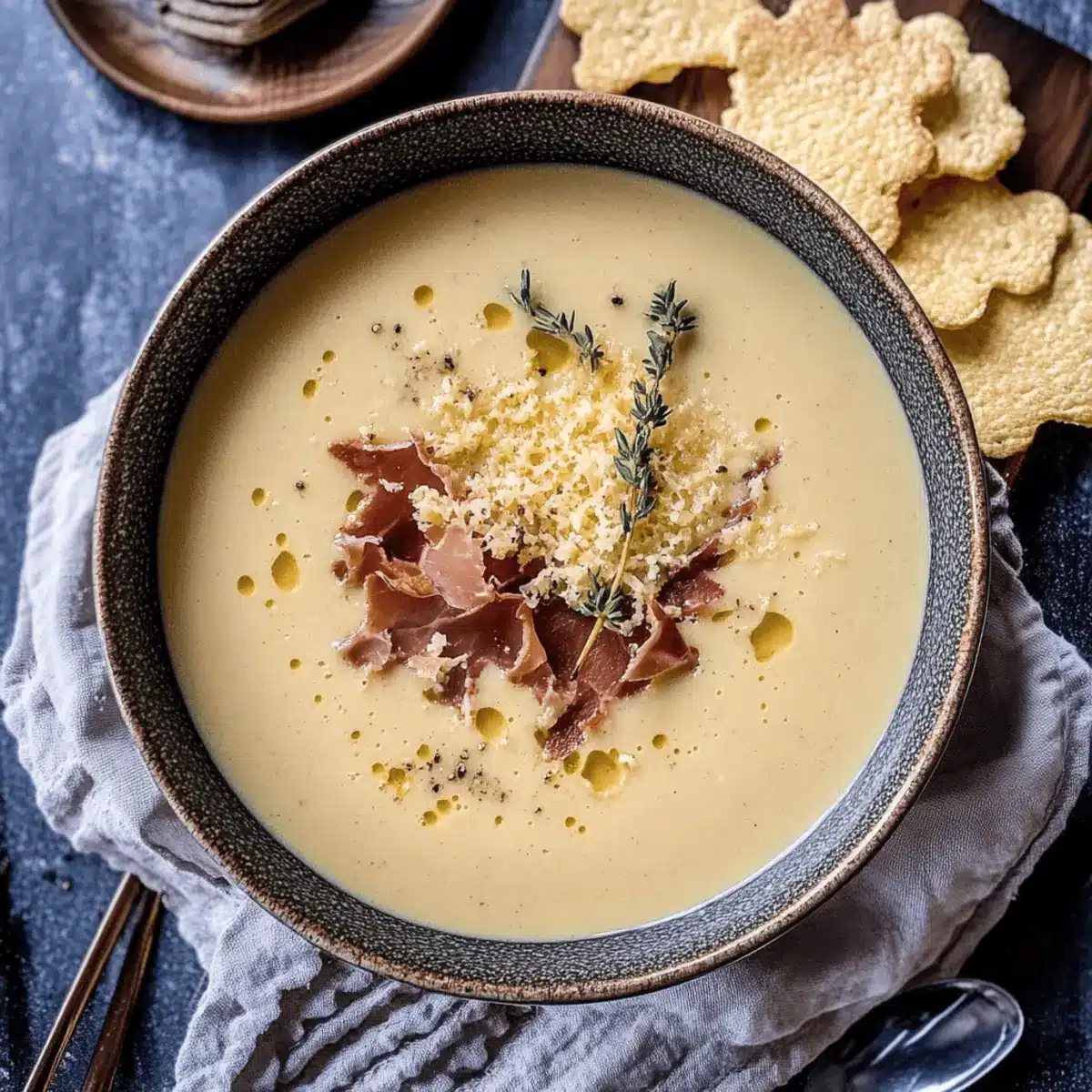Creamy Roasted Cauliflower and Asiago Soup