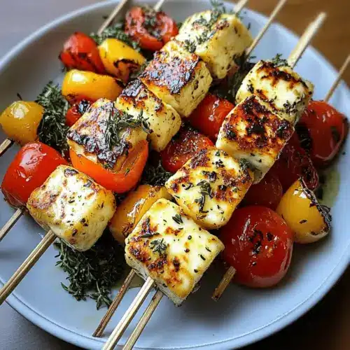 Grilled Halloumi Skewers with Lemon and Thyme