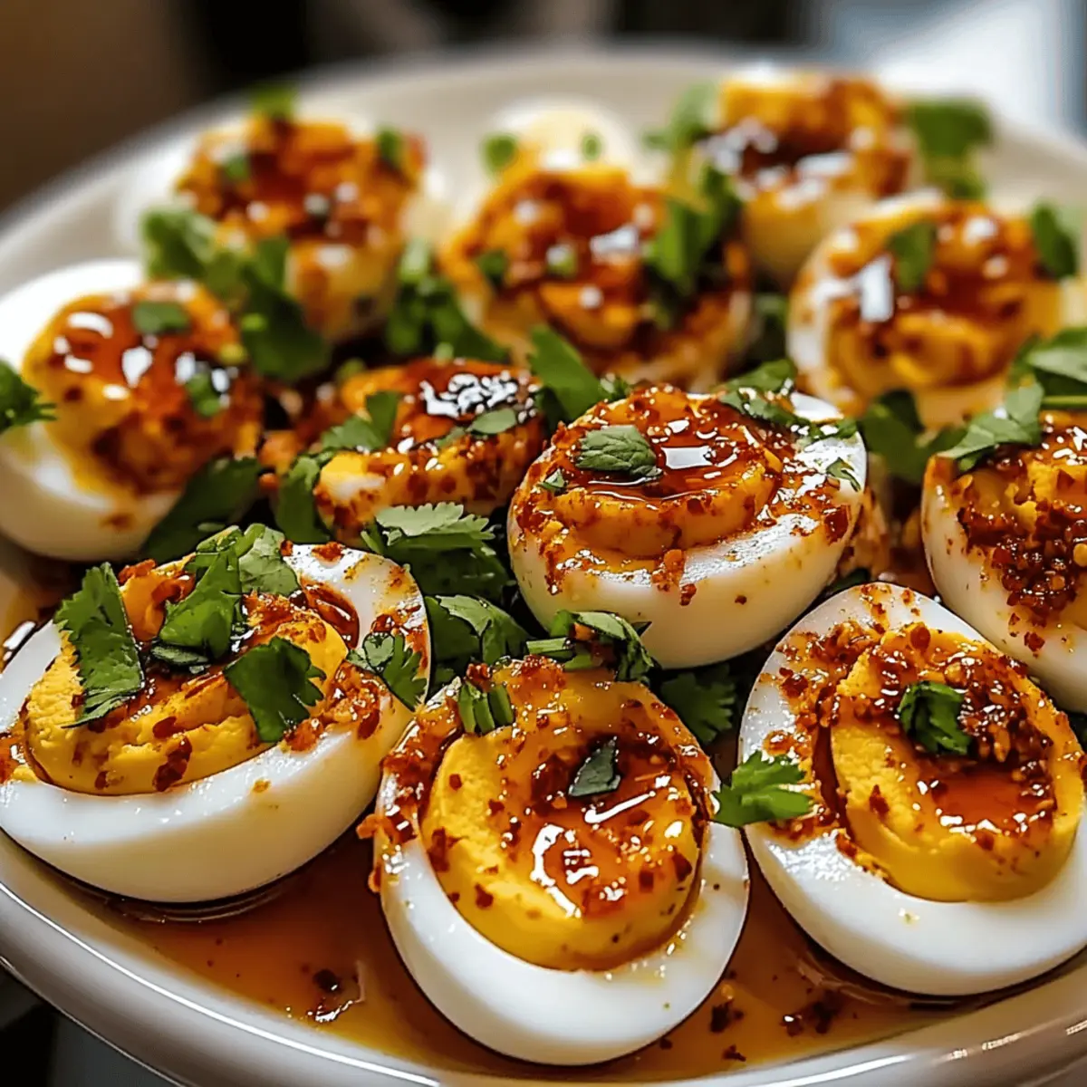 Spicy Chili Garlic Deviled Eggs Recipe