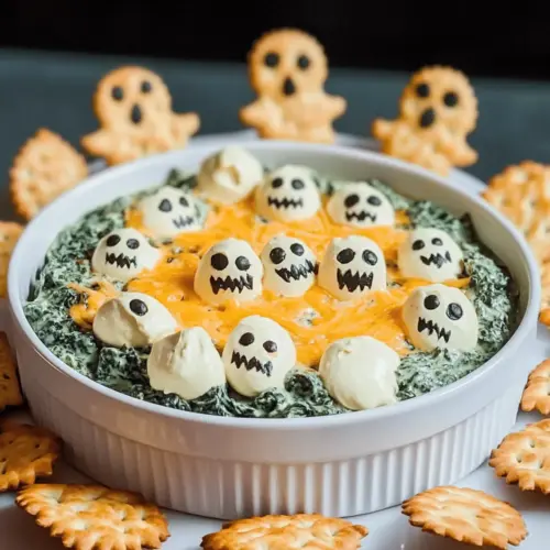 Spooky Halloween Graveyard Spinach Dip