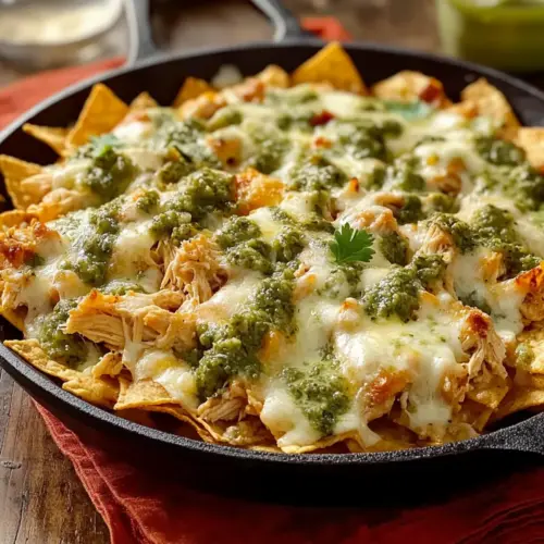 Skillet Salsa Verde Chicken Nachos