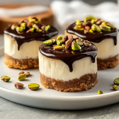 Mini Chocolate Pistachio Cheesecakes