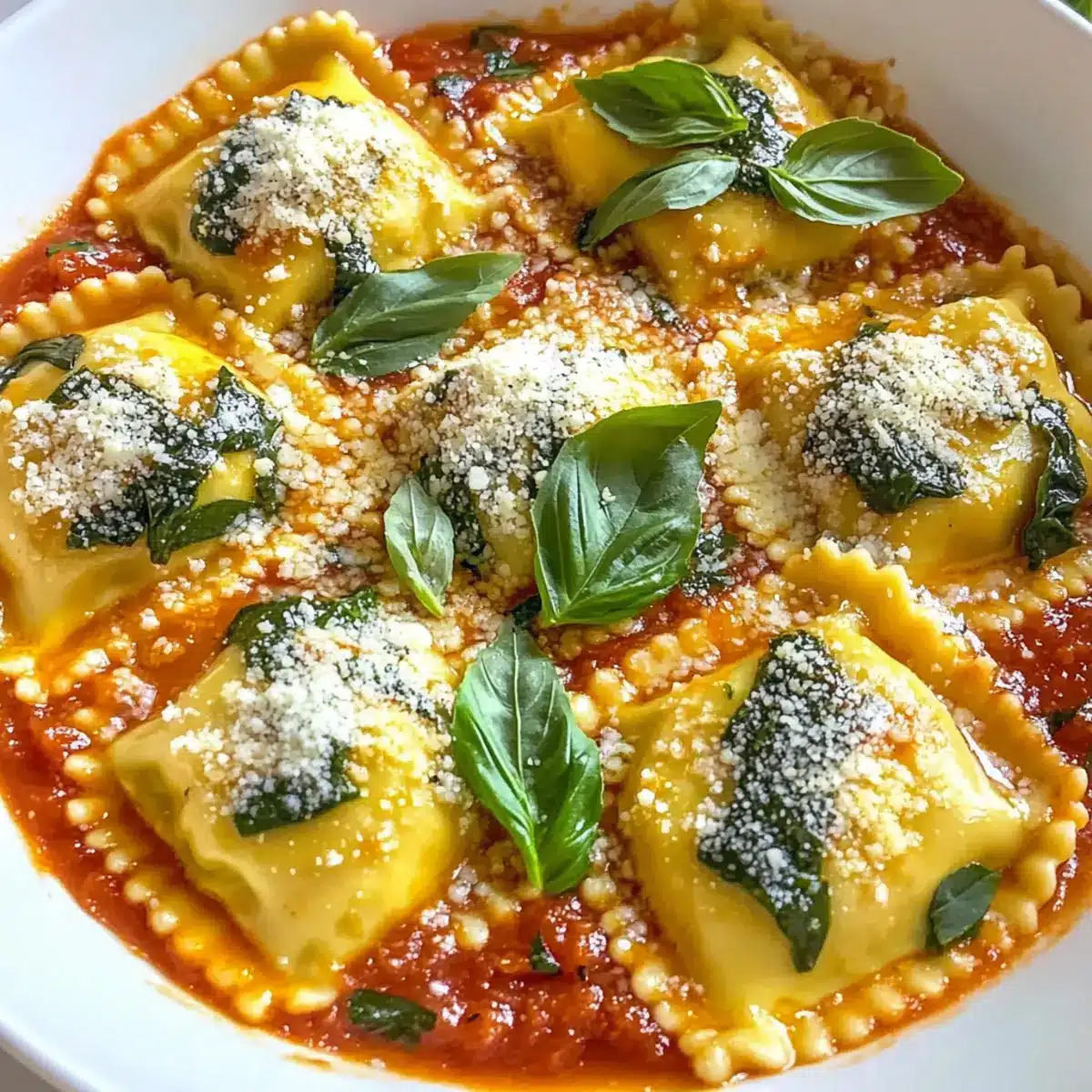 Creamy Tomato Spinach Ravioli