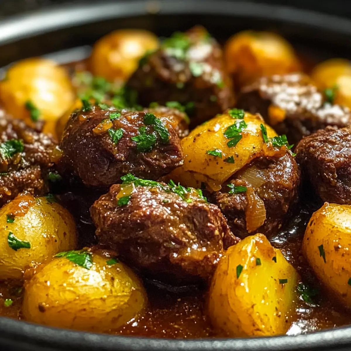Slow Cooker Garlic Beef Bites