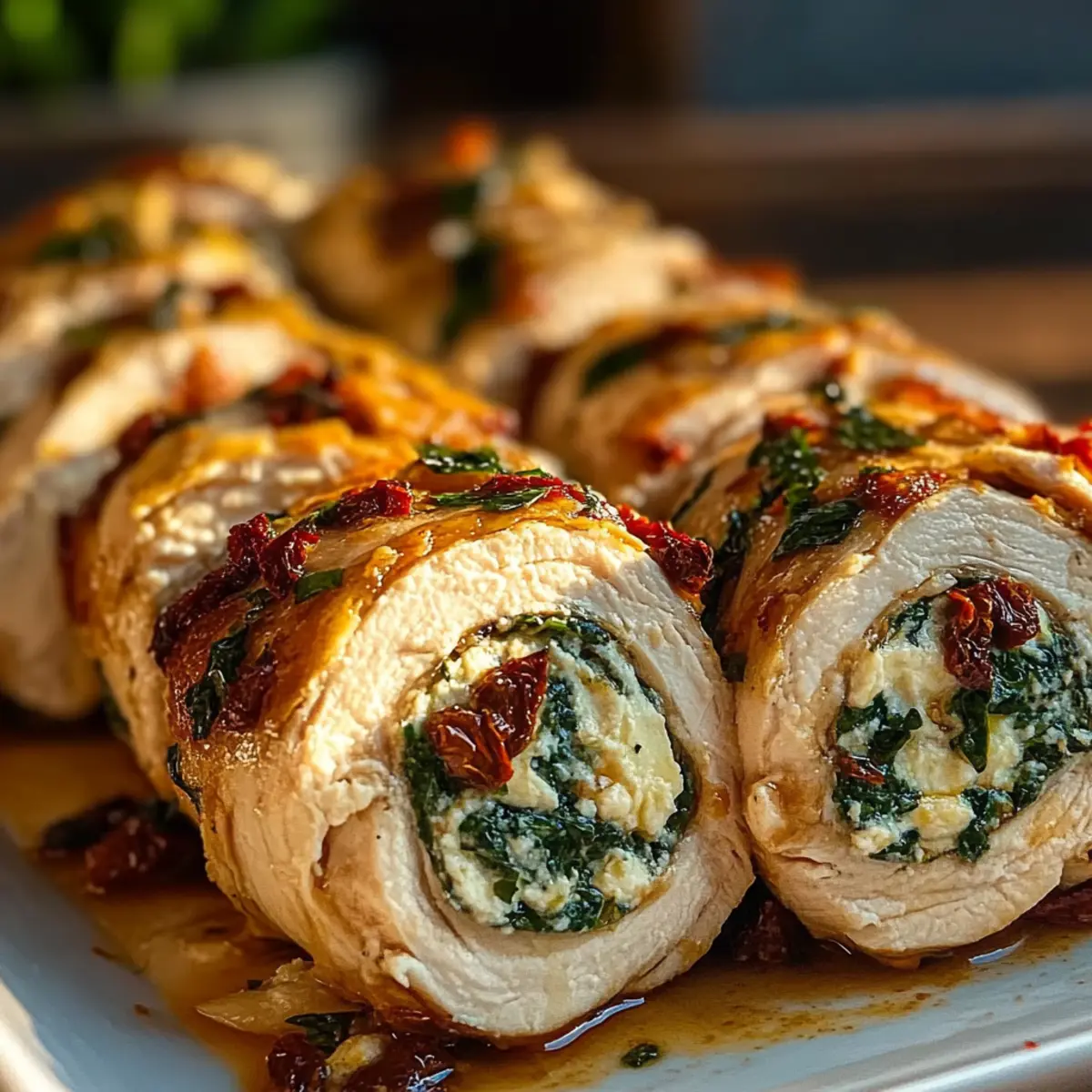 Rolled Up Chicken with Feta, Spinach, and Sun-Dried Tomatoes