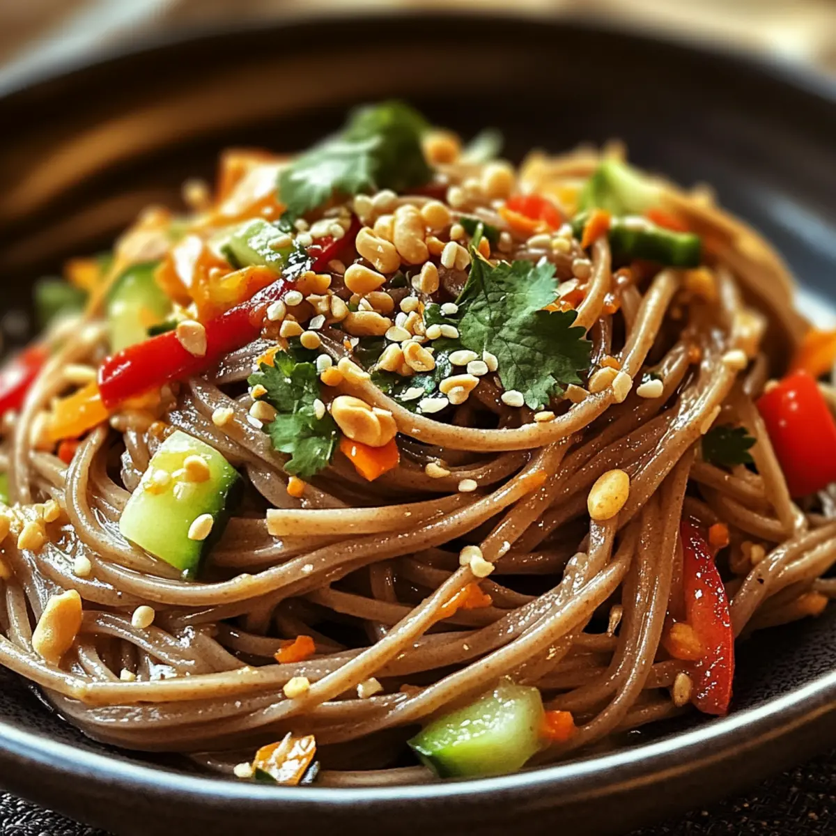Spicy Peanut Soba Noodle Salad