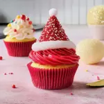 Santa hat and bauble cupcakes