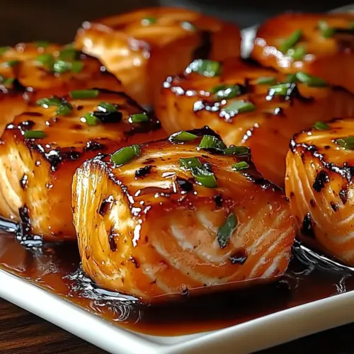Honey Butter Garlic Glazed Salmon Bites
