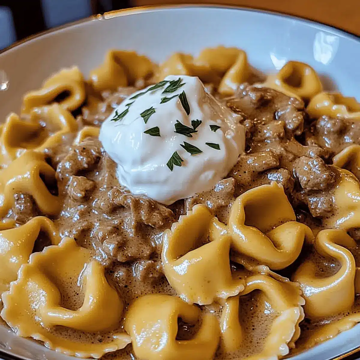 Skillet Beef Stroganoff Tortellini