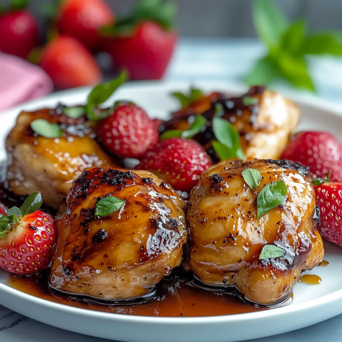 Strawberry Balsamic Glazed Chicken Thighs
