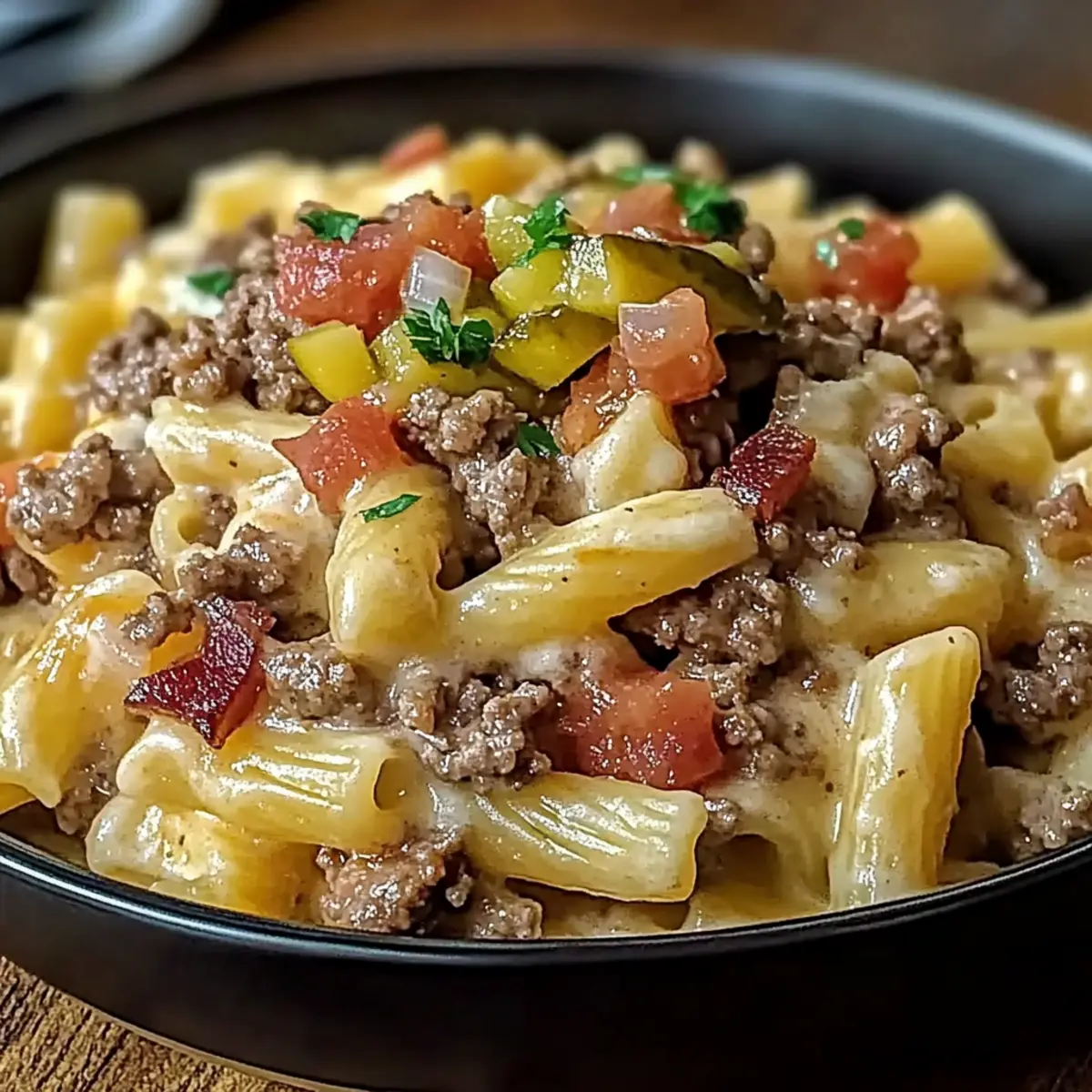 Cheeseburger Alfredo Pasta