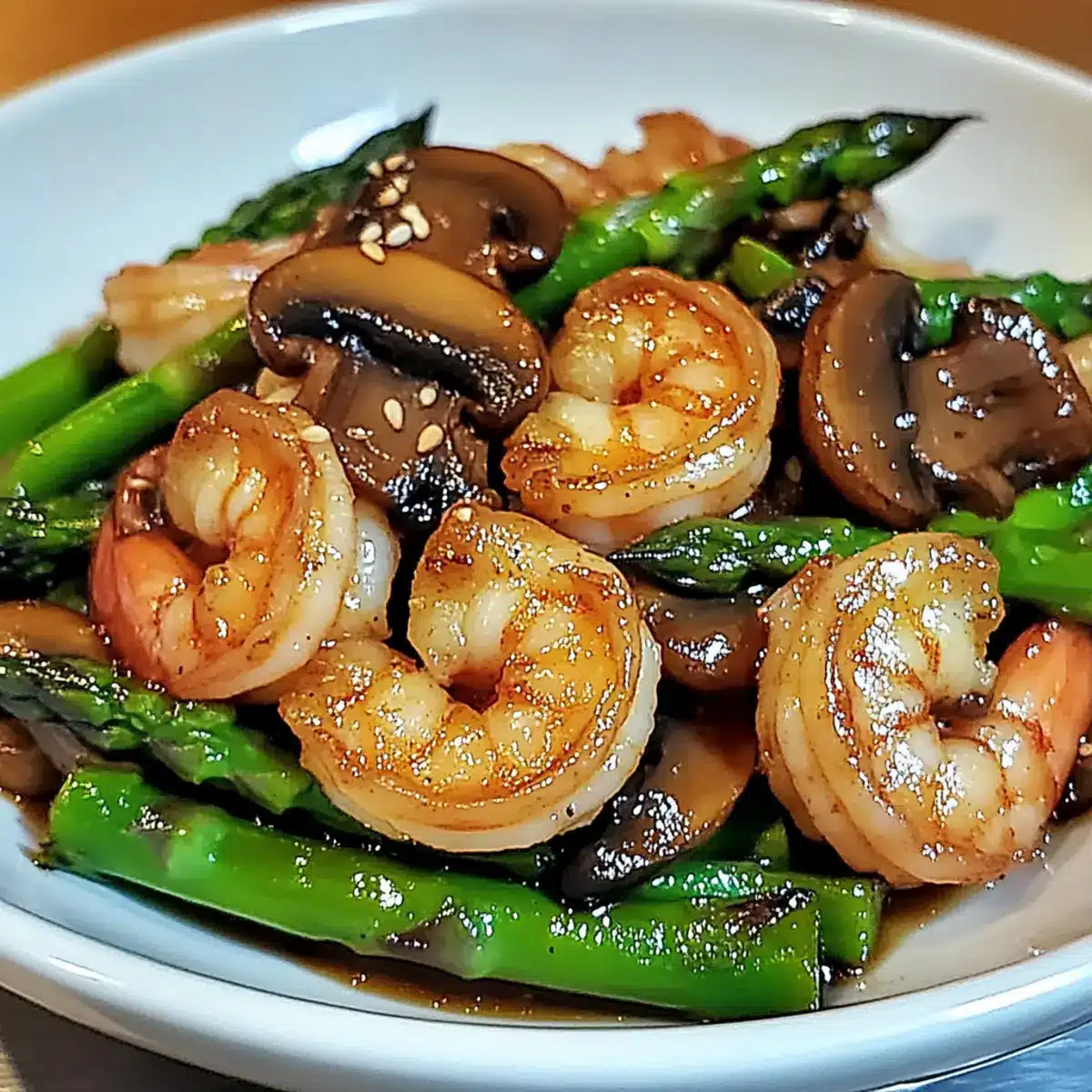 Shrimp and Asparagus Stir-Fry with Mushrooms