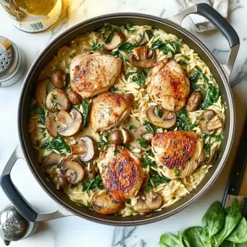 One Pot Chicken and Mushroom Orzo