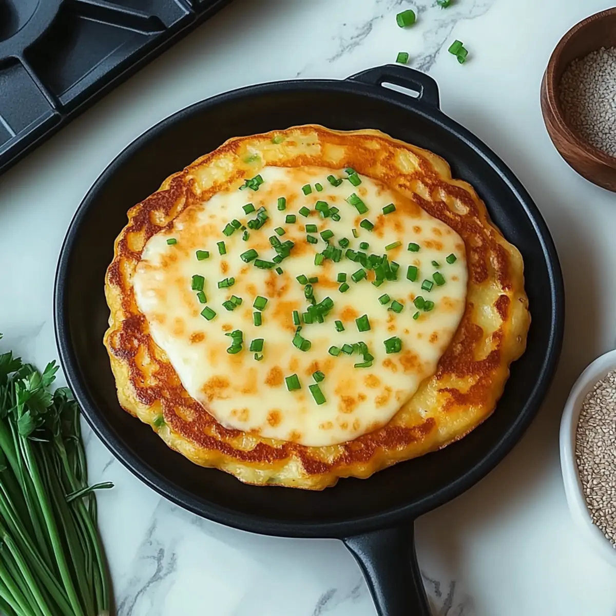 Gamjajeon Korean Potato Pancakes with Cheese