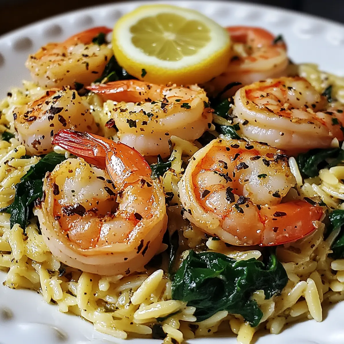 Lemon Garlic Shrimp with Spinach Orzo