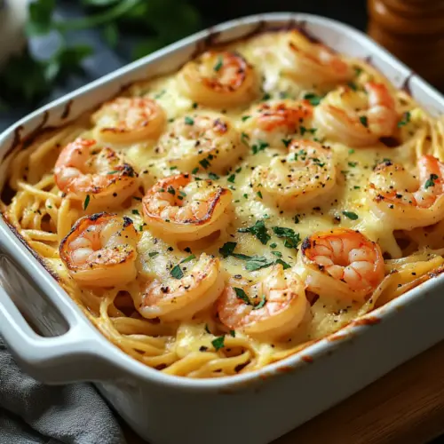 Shrimp Scampi Pasta Bake