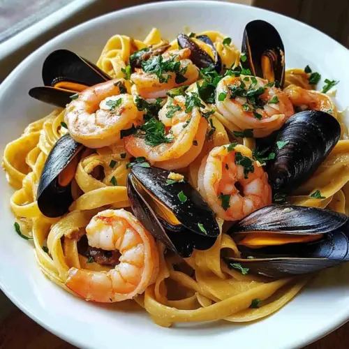 Seafood Pasta with Linguine, Shrimp, and Mussels