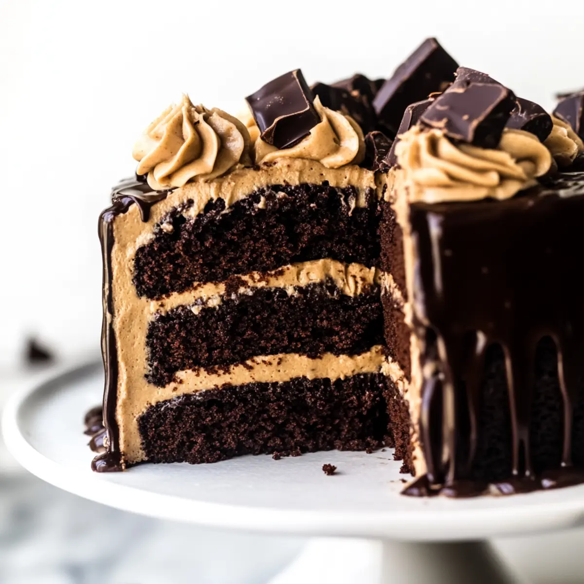 Chocolate Brownie Cake with Peanut Butter Frosting