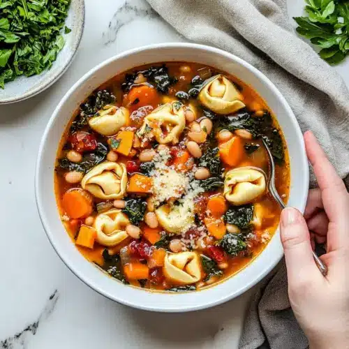 White Bean + Vegetable Tortellini Soup