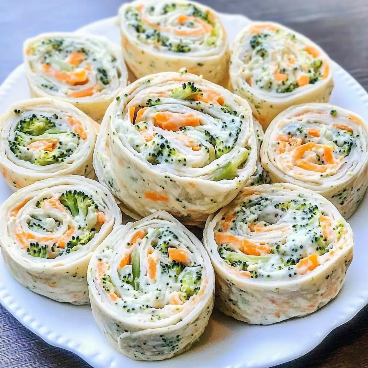 Vegan Veggie Pinwheels with Broccoli and Carrots