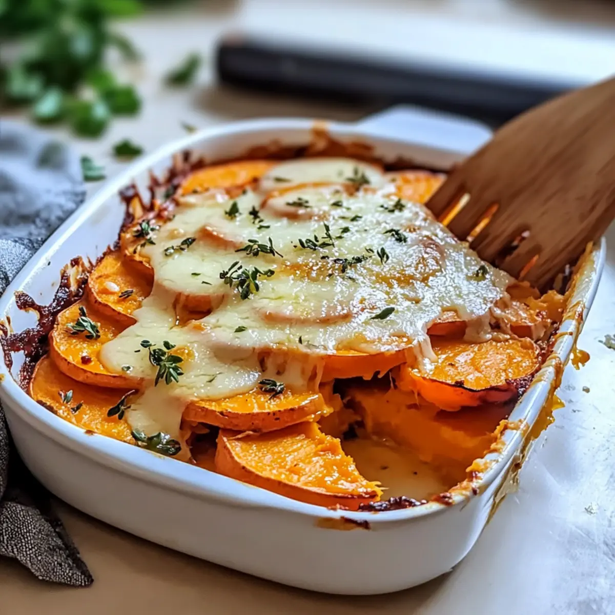 Garlic Butter Sweet Potato Bake