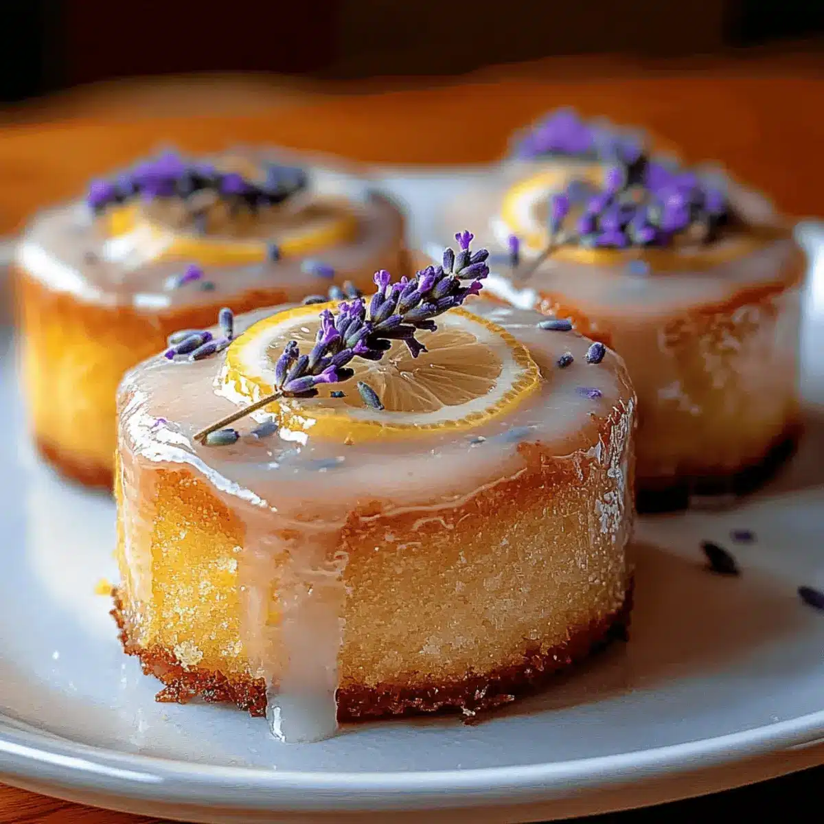 Mini Lemon Cakes with Lavender Glaze