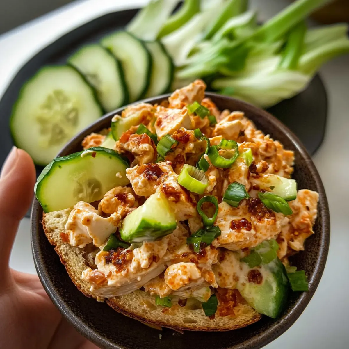 Chili Crunch Cottage Cheese Chicken Salad