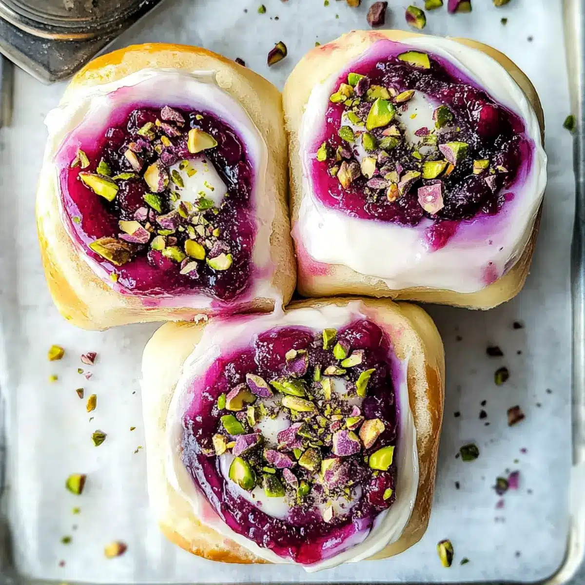Raspberry and Rose Cheesecake Buns